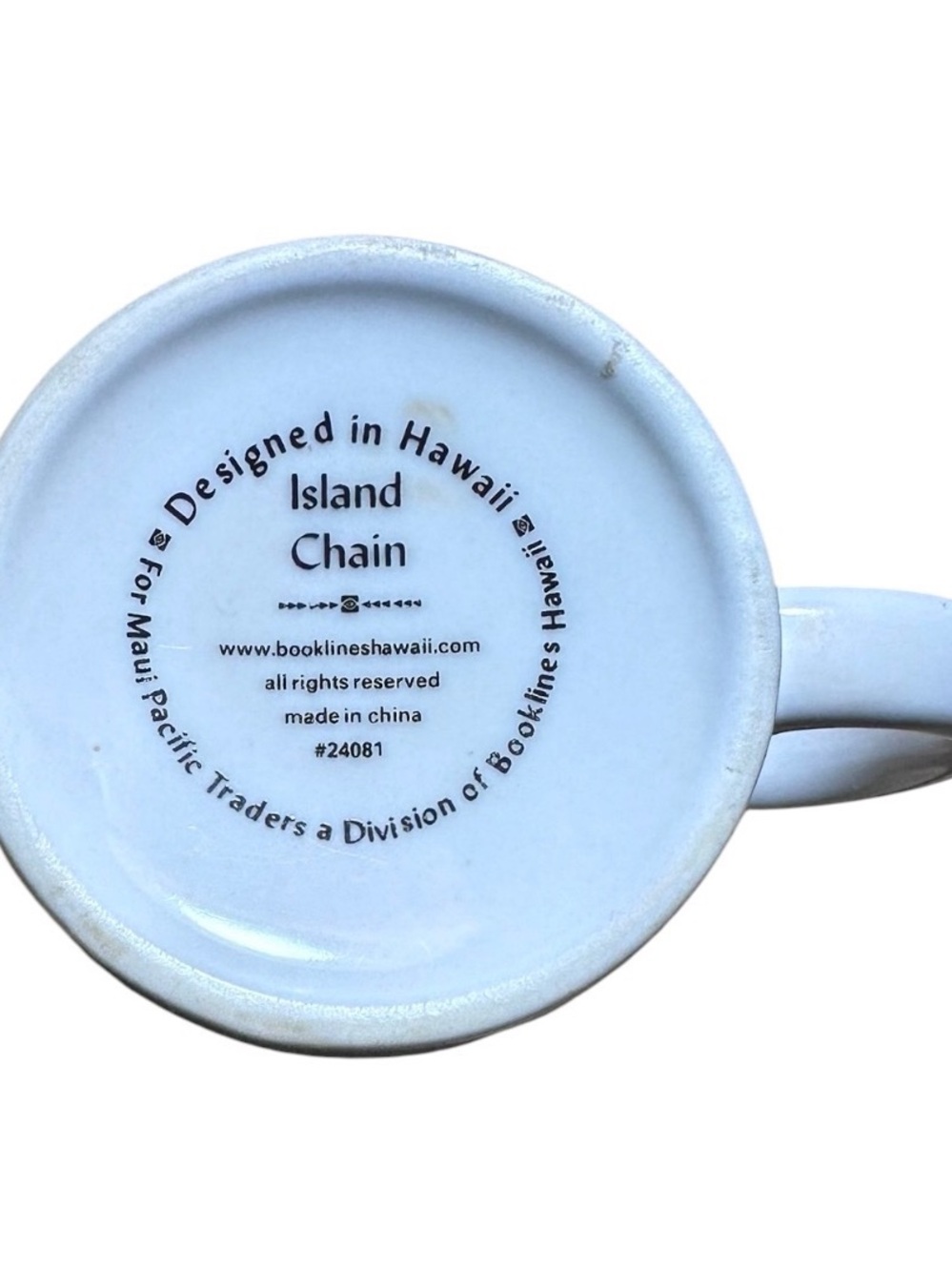 Hawaii Map Ceramic Coffee Mug - White with Beige, Green & Red Design - Picture 6 of 9